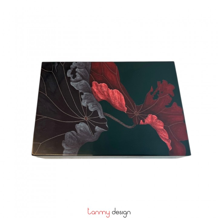 Rectangle lacquer box with leaf and flower 23*16*H8 cm ( different designs )